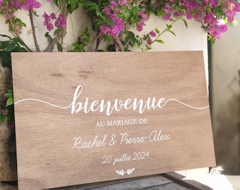 Panneau de bienvenue bois peint à la main .Déco Mariage, Baptême, anniversaire, babyshower - Pancarte gran formato