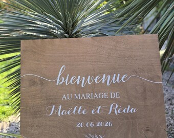 Panneau en bois peint à la main pour mariage, Baptême, anniversaire, babyshower - Decoración para mariage champêtre, mariage bohème