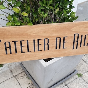 Pancarte en bois massif pour atelier, potager, jardin. Cadeau papa, papy, mamie, bricoleur. Cadeau personalizzato