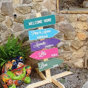 Pancarte directionnelle personnalisée en bois – Fait main – Idée cadeau artisanal – Décoration mariage, jardin image 9