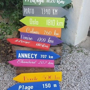 Pancarte directionnelle personnalisée en bois – Fait main – Idée cadeau artisanal – Décoration mariage, jardin image 7