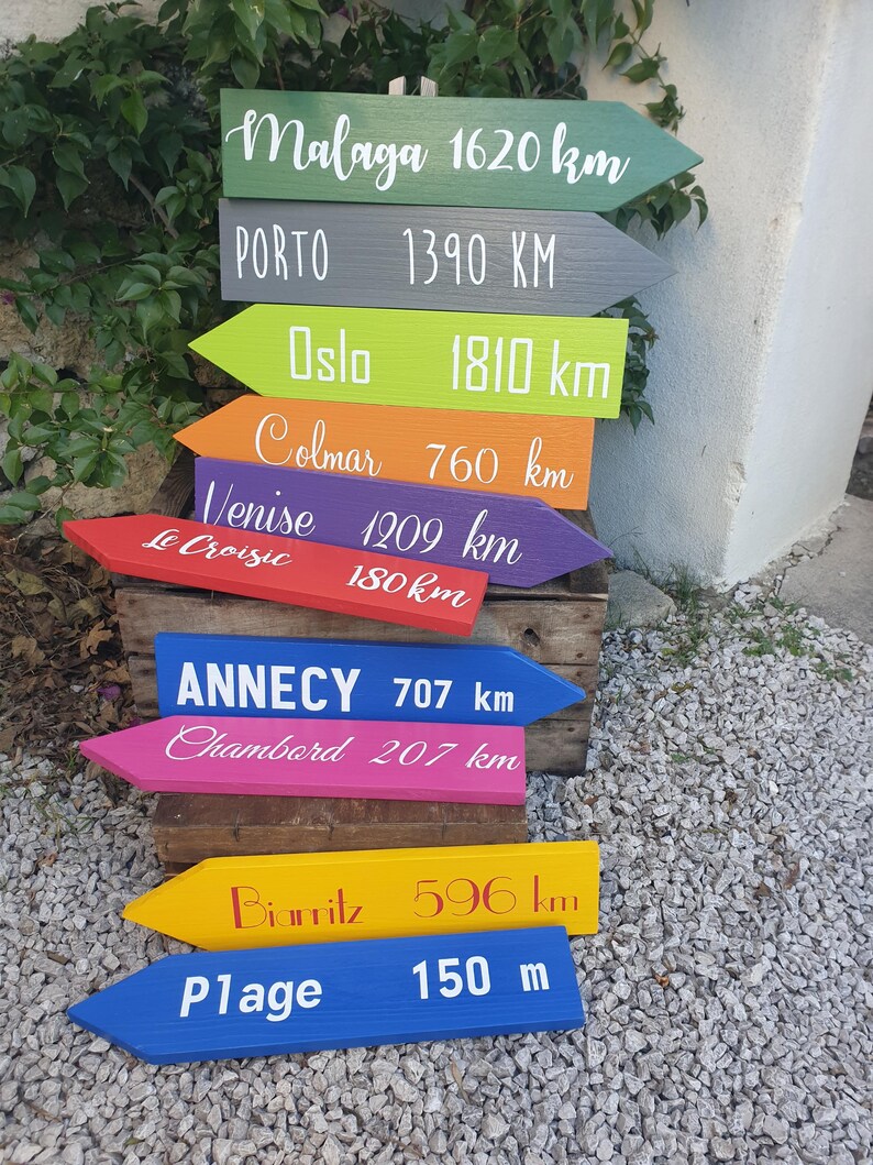 Pancarte directionnelle personnalisée en bois – Fait main – Idée cadeau artisanal – Décoration mariage, jardin image 7