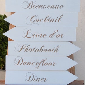 Flèche en bois peint pour mariage. Pancarte directionnelle en bois blanc image 9