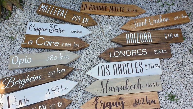 Pancarte directionnelle personnalisée en bois – Fait main – Idée cadeau artisanal – Décoration mariage, jardin image 11