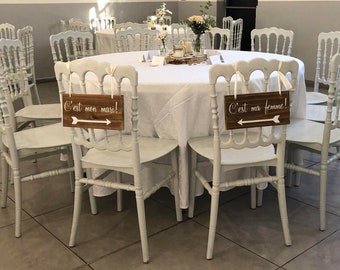 Pancartes de chaise en bois pour mariage ou cérémonie « C'est ma femme » , « C'est mon homme »