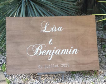 Panneau  de bienvenue en bois peint à la main . Pancarte  Mariage, Baptême, anniversaire, babyshower - Décoration champêtre ou bohème