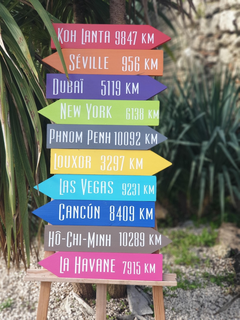 Pancarte directionnelle personnalisée en bois – Fait main – Idée cadeau artisanal – Décoration mariage, jardin image 4