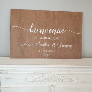 Pancarte en bois peint. Bienvenue au mariage personnalisable imagen 3