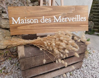 Pancarte maison, hameau jardin. Pancarte potager atelier en bois peint. Fête des pères, fête des mères