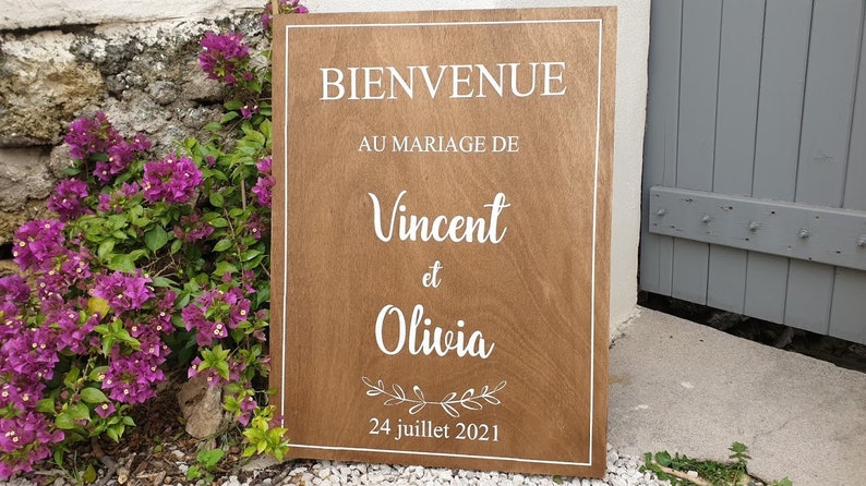 Panneau De Bienvenue Au Mariage En Bois Peint . A - Etsy