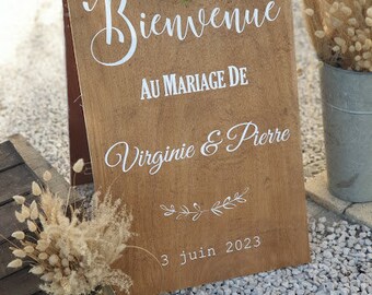 Panneau de bienvenue au mariage, style stop trottoir