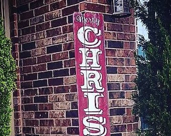 Merry Christmas  Welcome  Sign/ 6 ft Welcome Sign/ Merry Christmas Wood Sign/ Rustic Front Door Welcome Sign