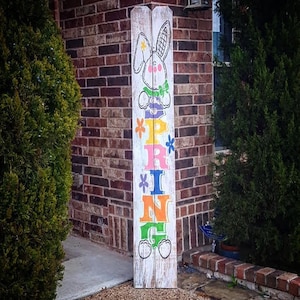 Primitive Easter Bunny Spring Welcome Sign/Rustic Wood Sign/Springtime/ Easter/Bunny Wood Sign/ Porch Leaner Wood Sign/ Easter Wood Sign/