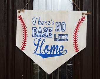 Baseball Schild / Türschild Baseball / Baseball Schild / No Place Like Home / Holzschild / Türschild