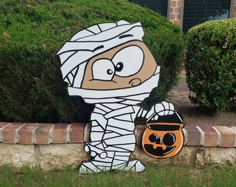 Halloween Mummy Outdoor Wood Yard Art Lawn Decoration/ Halloween Yard Decor/ Halloween Decoration/ Outdoor Halloween Decor/ Halloween