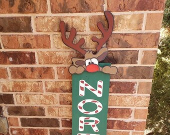 Willkommen Veranda Leaner / Weihnachten Holzschild / Rentier Holzschild / Veranda Leaner / Nordpol Holzschild / Yard Art