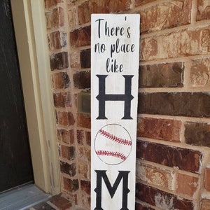 Theres No Place Like Home/ Baseball Wooden Sign/ Home Base Wood Sign/ Baseball Porch Leaner Wooden Sign/ Baseball Decor/ Welcome Wooden Sign