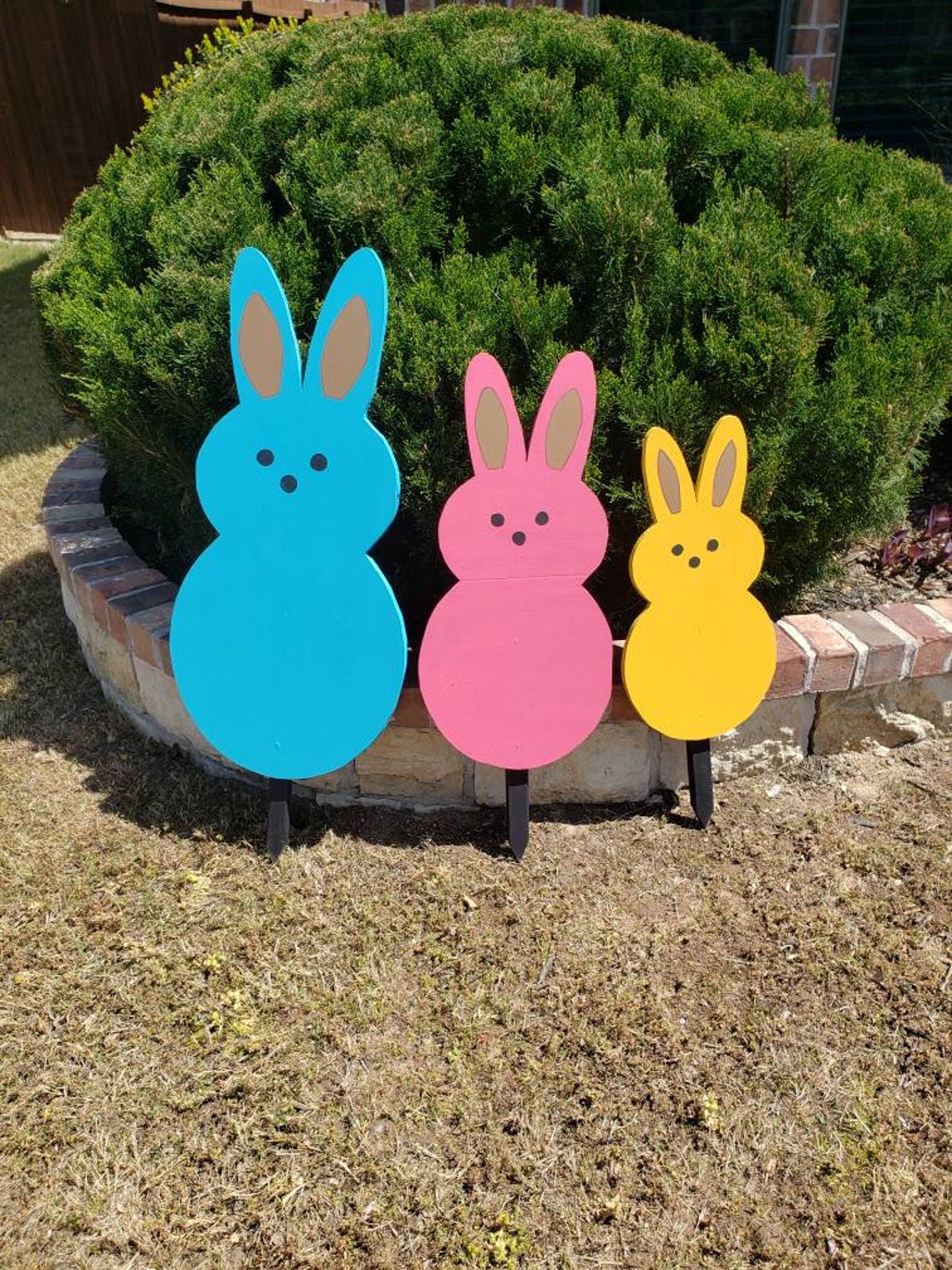 Easter Bunny Yard Art Lawn Stake Wood Sign Easter Bunny Etsy
