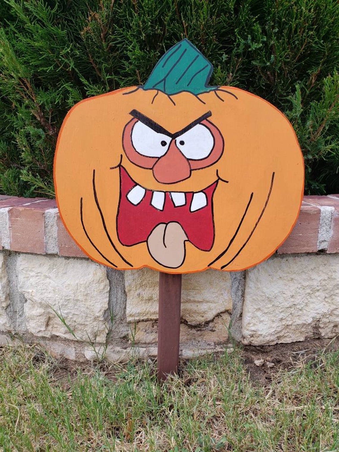 Pumpkin/ Halloween Wood Yard Art Stakes/ Jack O Lantern/ Etsy