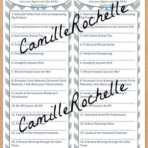 Baby Shower Titres de livre alternatifs Jeu Bleu