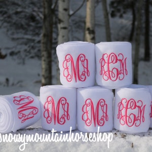 Embroidered Monogram Personalized Polo Wraps / Stable Wraps, Set of 4 OR Set of 2, Standard Horse Size or Pony / Yearling Size