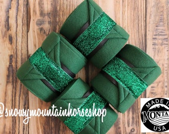 Polo Wraps//Stable Wraps Set of 4 Turquoise Base Purple Glitter