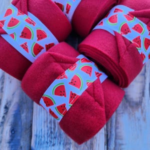 SHEEP Leg Wraps, Goat Leg Wraps, Mini Horse Leg Wraps, Watermelon Cavalcade,  Red
