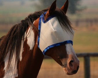 Fly Mask For Horses, Handmade in the USA Montana, Royal Blue Tie-Dye, Select Size