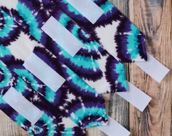 Polo Wraps / Stable Wraps, Set of 4 OR Set of 2, Standard or Yearling / Pony Size, Tie Dye Turquoise - Purple