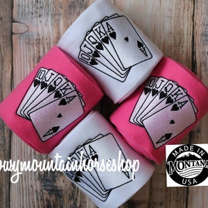 Lot de 4 pochettes pour polo ou pochettes pour polo ou lot de 2 taille standard, broderies pour cartes de poker Royal Flush, couleur de base au choix