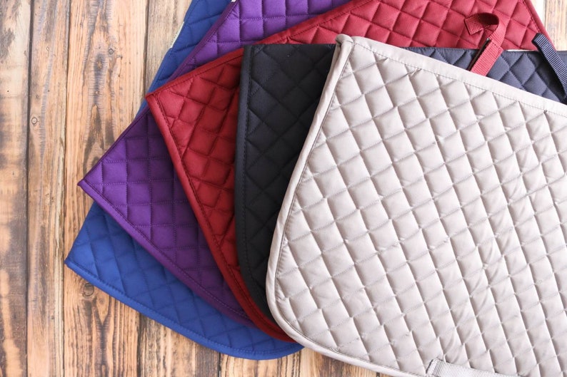 Custom Monogram Embroidered Diamond Quilted All Purpose English Saddle Pad, Polo Wraps & Stirrup Cover Set, More Color and Set Options image 9