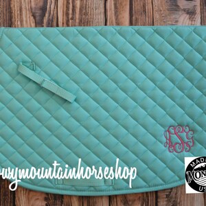 Custom Monogram Embroidered Diamond Quilted All Purpose English Saddle Pad, Polo Wraps & Stirrup Cover Set, More Color and Set Options image 6