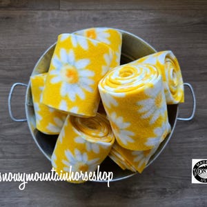 Beenbeschermers schapen, beenbeschermers geiten, beenbeschermers minipaard, gele basis, madeliefje