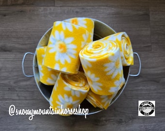 Sheep Leg Wraps, Goat Leg Wraps, Mini Horse Leg Wraps, Yellow Base, Daisy
