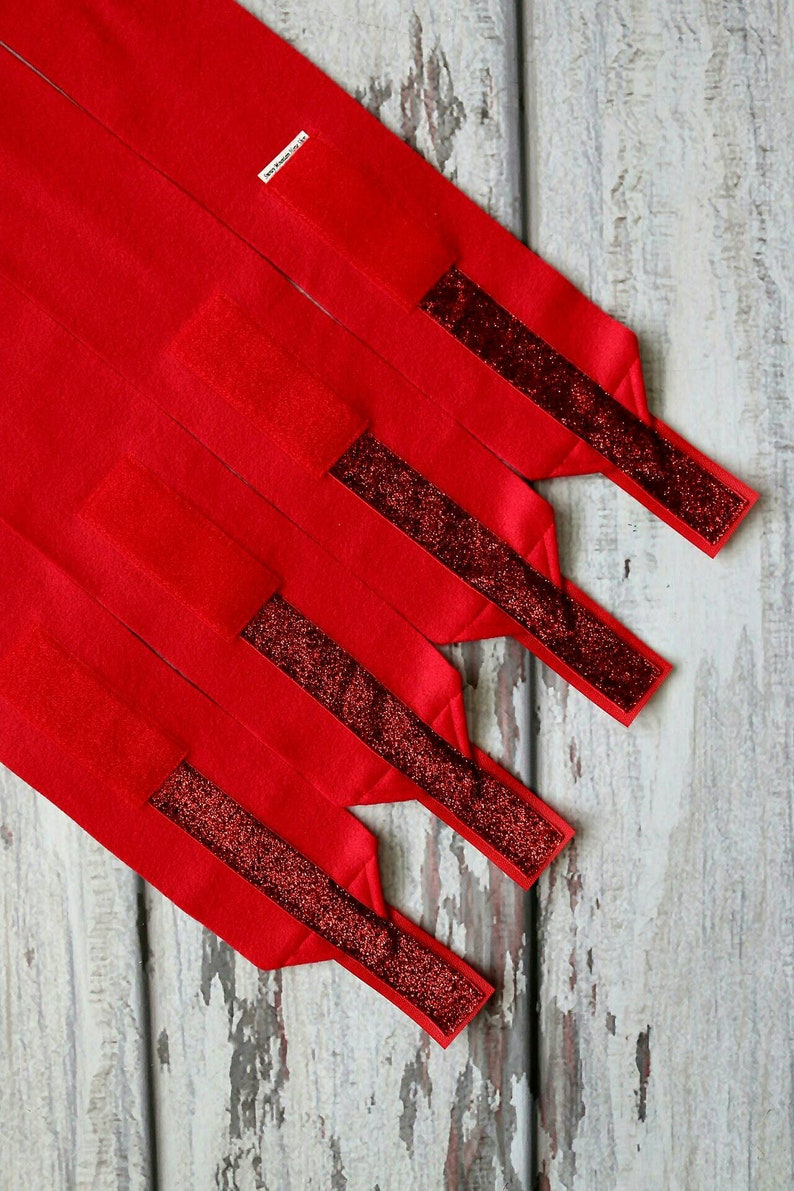 Standard or Yearling Pony Size Set of 2 OR 4 Polo Wraps Stable Wraps Red Glitter Ribbon