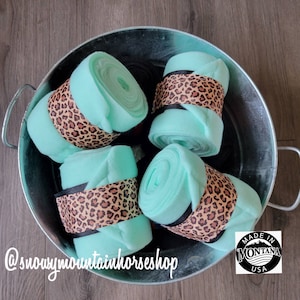 Fleece Leg Wraps for Sheep, Goats, Mini Horses: Cheetah Ribbon, Set of 4