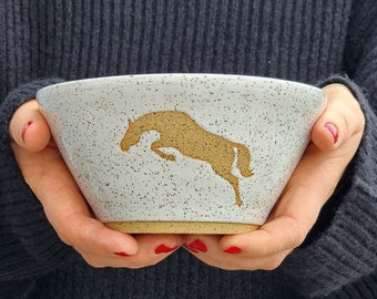 Ceramic Bowl, Hand Thrown  Bowl, Cereal Bowl, Soup Bowl, Ice Cream Bowl, Horse Lovers, Jumping Horse