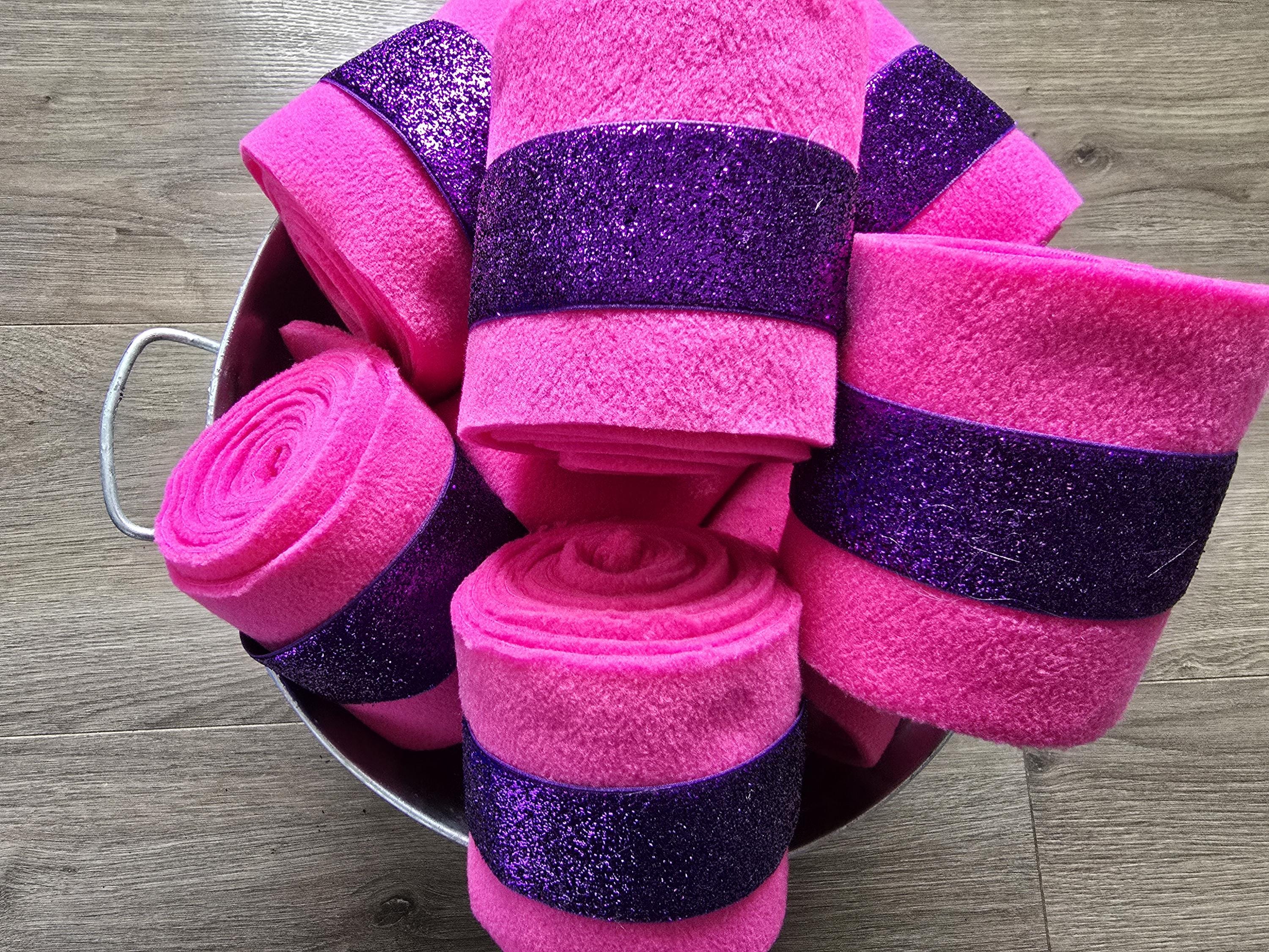 Sheep Leg Wraps, Goat Leg Wraps, Mini Horse Leg Wraps, Hot Pink Base, Purple Glitter