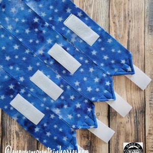 Polo Wraps / Stable Wraps, Set of 4 OR Set of 2, Standard or Pony/Yearling Size, Blue Base White Star Patriotic