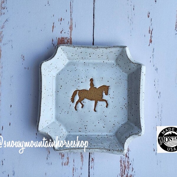 Trinket Dish, Ring Dish, Small Horse Dish, Horse,Jewelry Dish, Clay Soap Dish, Dinnerware Safe, Dressage