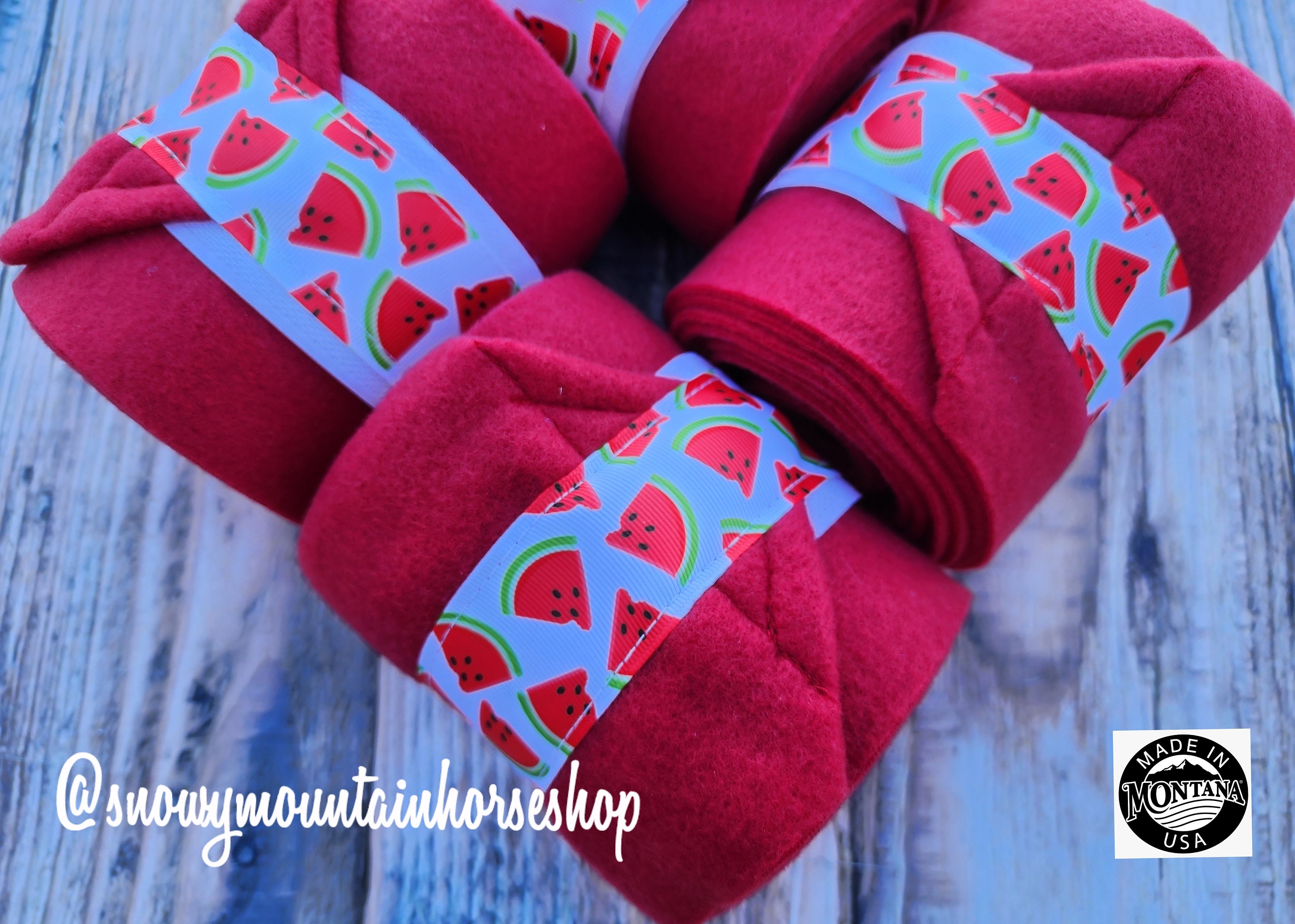 Polo Wraps / Stable Wraps, Set of 2 OR  4 , Standard or Yearling/ Pony Size, Sweet Summer, Watermelon