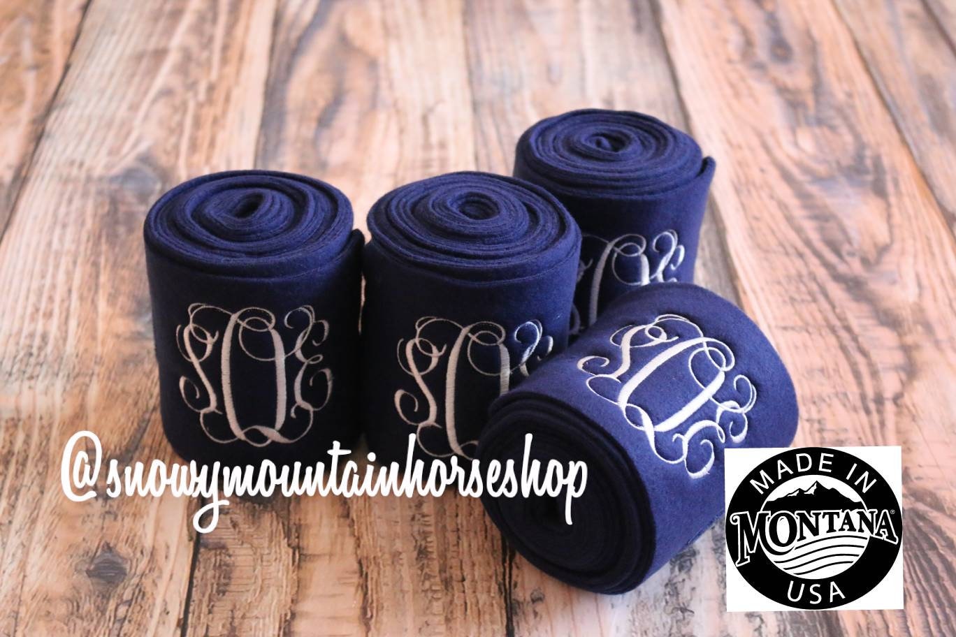 Embroidered Monogram Personalized Polo Wraps / Stable Wraps, Set of 4…
