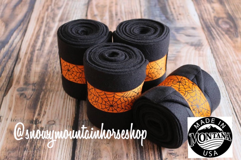 Polo Wraps Stable Wraps Set of 4 or 2 Standard OR Pony Yearling Size Halloween Spider Web
