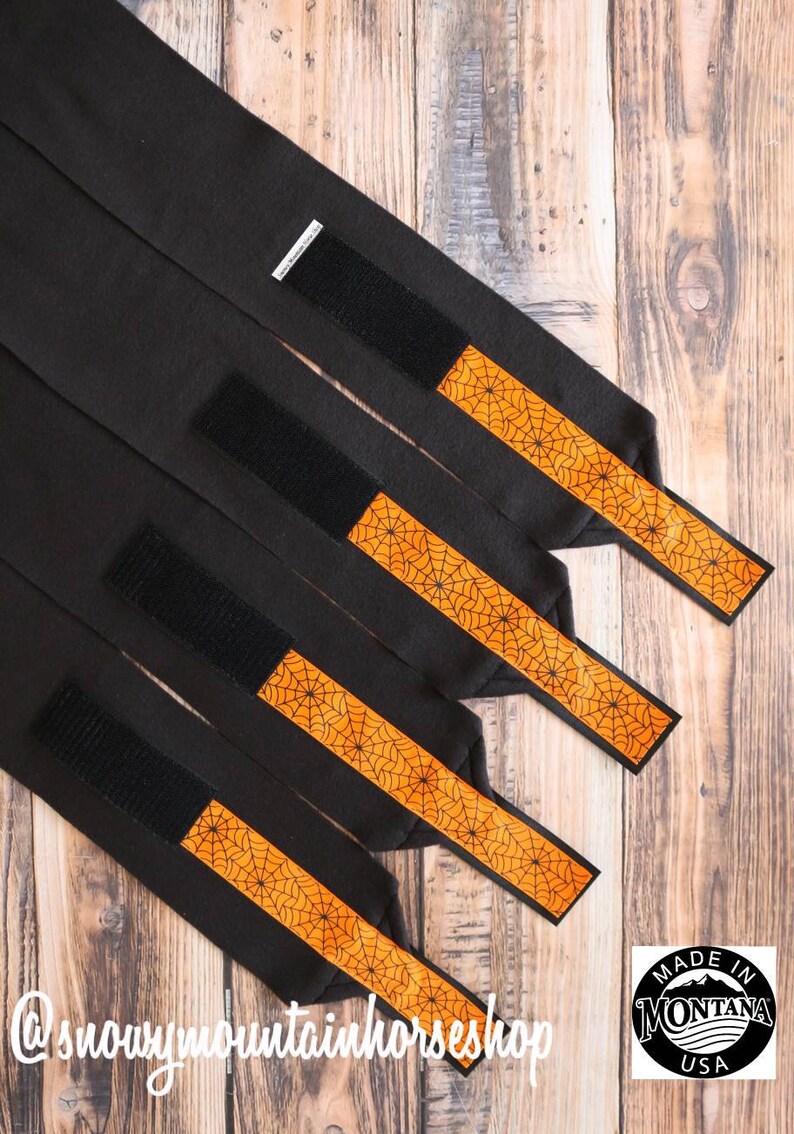 Polo Wraps Stable Wraps Set of 4 or 2 Standard OR Pony Yearling Size Halloween Spider Web