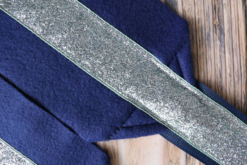 Metallic Navy Base Silver Glitter Polos Set of 4 Polo Wraps Stable Wraps Standard or Yearling Pony Size