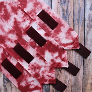 Sheep Leg Wraps, Goat Leg Wraps,  Mini Pony Size Wraps, Lamb Wraps, Burgundy Tie Dye