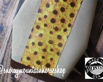 Fly Mask For Horses, Handmade in the USA Montana, Sunflower Field Design