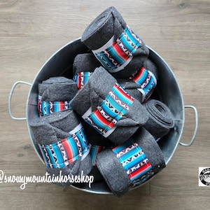 Fleece Leg Wraps for Sheep, Goats, Mini Horses Lamb Shag Wraps, Set of 4, Charcoal Gray Serape Cheetah Ribbon