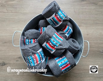 Fleece Leg Wraps for Sheep, Goats, Mini Horses Lamb Shag Wraps, Set of 4, Charcoal Gray Serape Cheetah Ribbon
