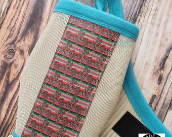 Máscara de mosca para caballos, hecho a mano en los EE.UU. Montana, Serape Base Cheetah Cacti, Elija el tamaño